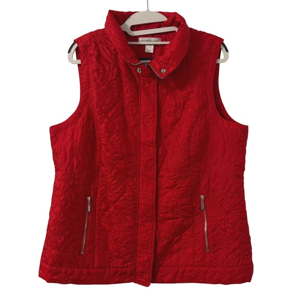 Christopher & Banks Jackets & Blazers - Christoper & Banks Quilted Vest Womens L Red Sleeveless‎ Christmas Holiday